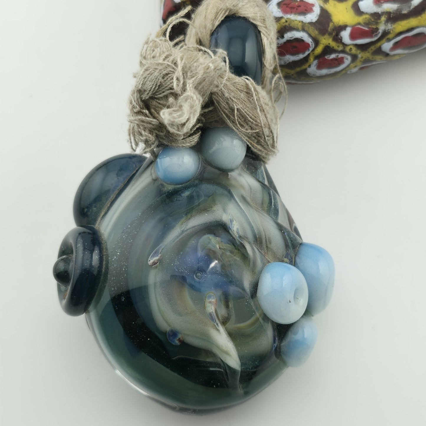 Handmade African Trade Bead & Lampwork Glass Pendant Necklace – 17" Drop Boho