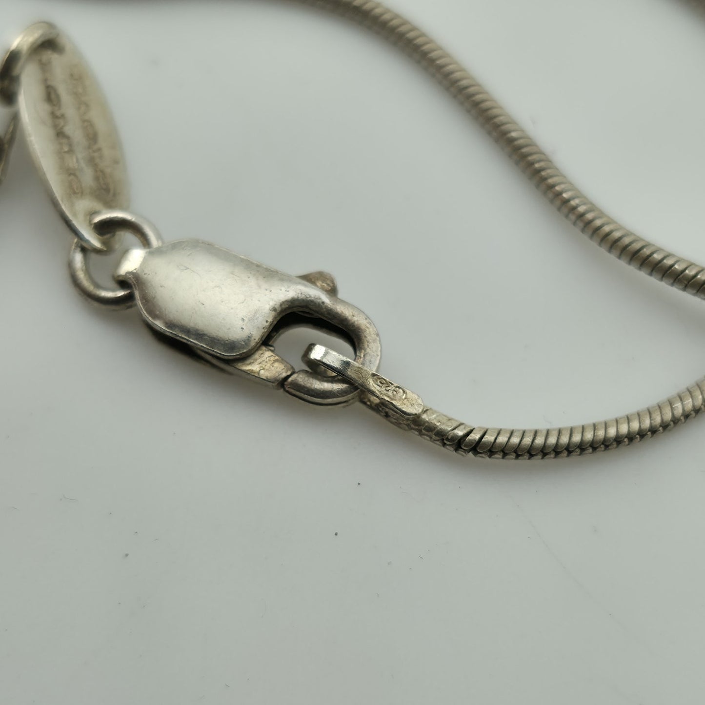 Paolo Romeo Sterling Silver 925 Amber Heart Pendant Necklace Snake Chain 16"