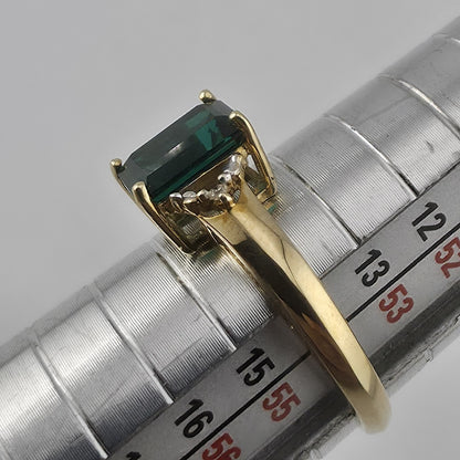 14K Yellow Gold Lab Emerald Ring Diamond Accents Size 6.75 Jewelry