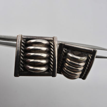 Priscilla Apache PA Sterling Silver Ribbed Cable Stud Earrings Southwest Navajo