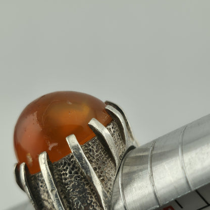 Vintage 925 Sterling Silver Carnelian Cocktail Ring Size 6 Gothic Jewelry