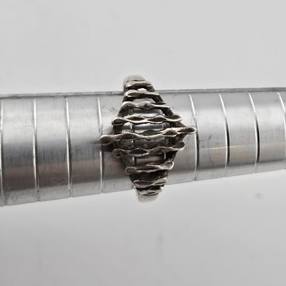 Vintage 925 Sterling Silver Modernist Openwork Ring Size 5.5 Patina