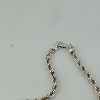 Solid Sterling Silver 925 Rope Chain Necklace 24” 47.2g Heavy Twist Link Italy