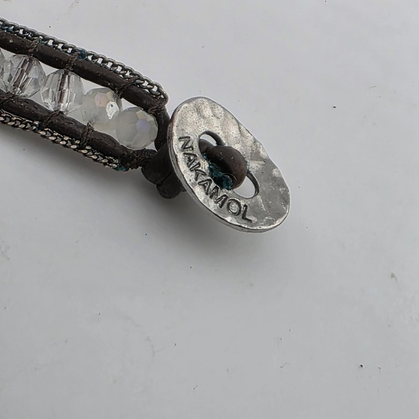 Nakamol Woven Hematite Quartz Bead Necklace / Wrap Bracelet Brown 35”
