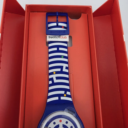 New Swiss Swatch Limited New GEnt SwatchClub Watch Follow The Dots SUOZ279 41MM