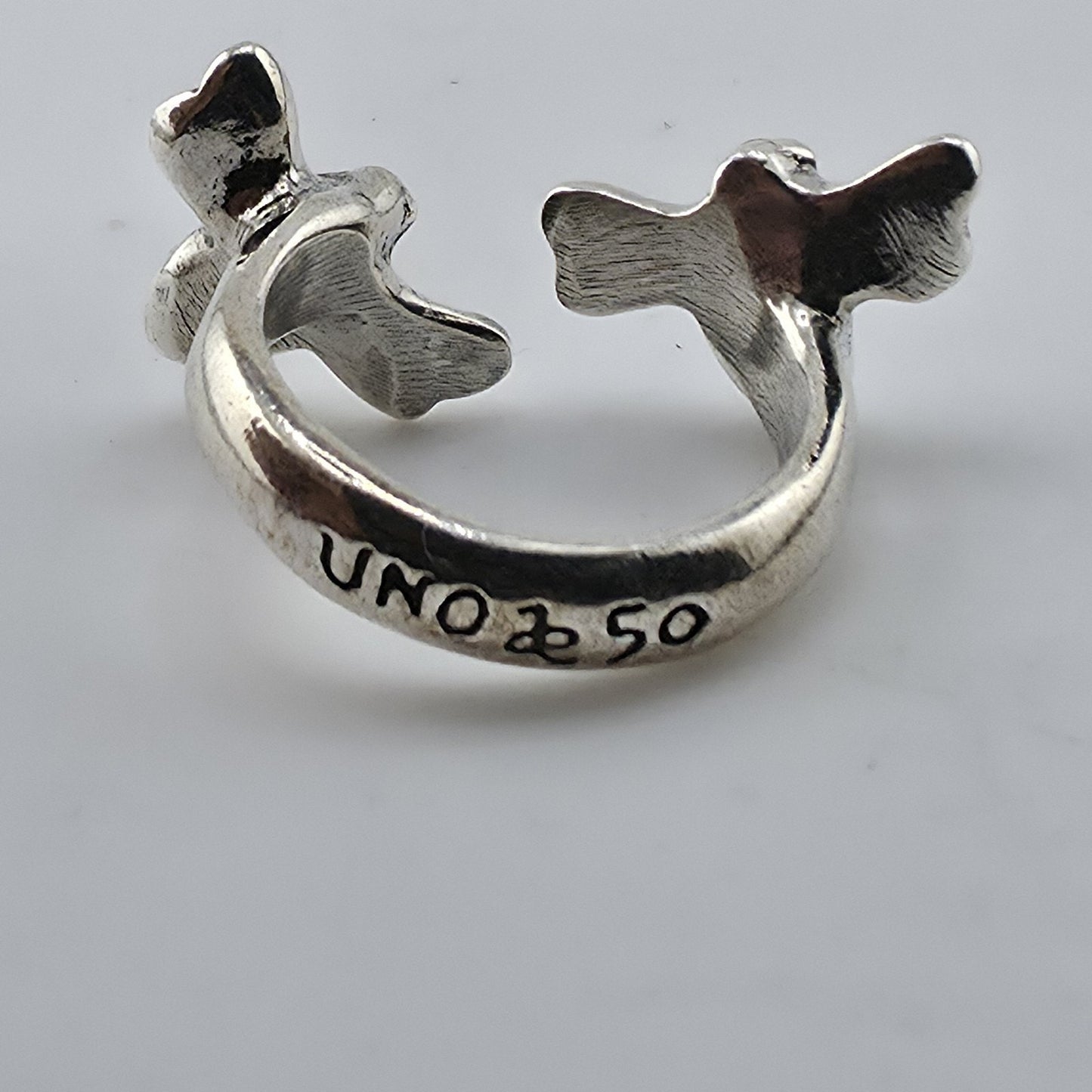 UNOde50 BZZ A BZZ Bee Ring Silver Plated Size 6 Adjustable Spain Handmade