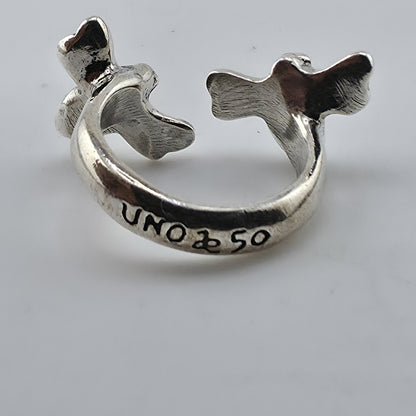 UNOde50 BZZ A BZZ Bee Ring Silver Plated Size 6 Adjustable Spain Handmade