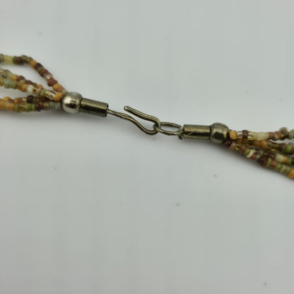 Necklace Artisan Mix Media Beaded Art Glass Earthy Boho 30" 1950s Vintage