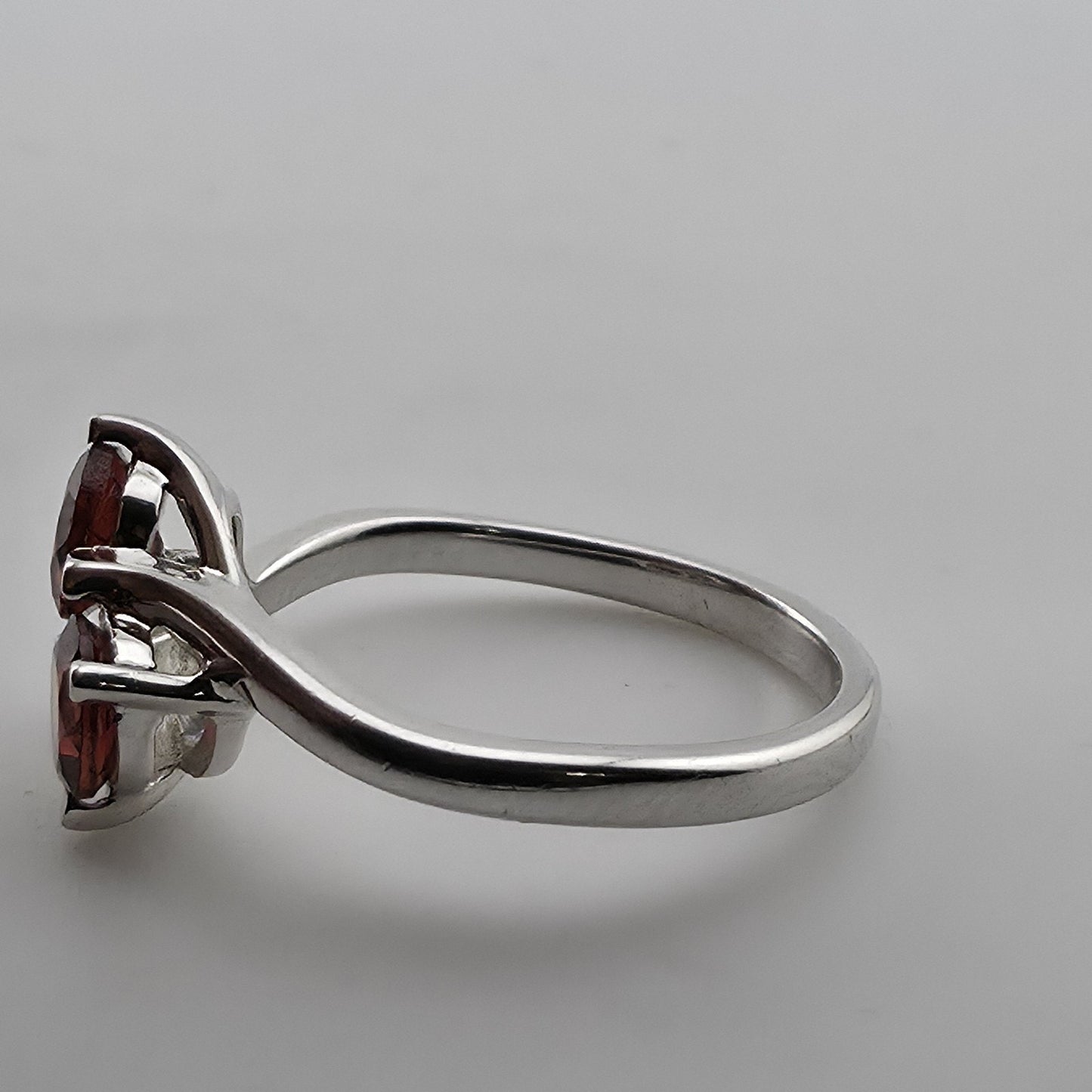 Sterling Silver Garnet Ring Two Stone Bypass Ring Minimalist Gemstone Ring Jewel