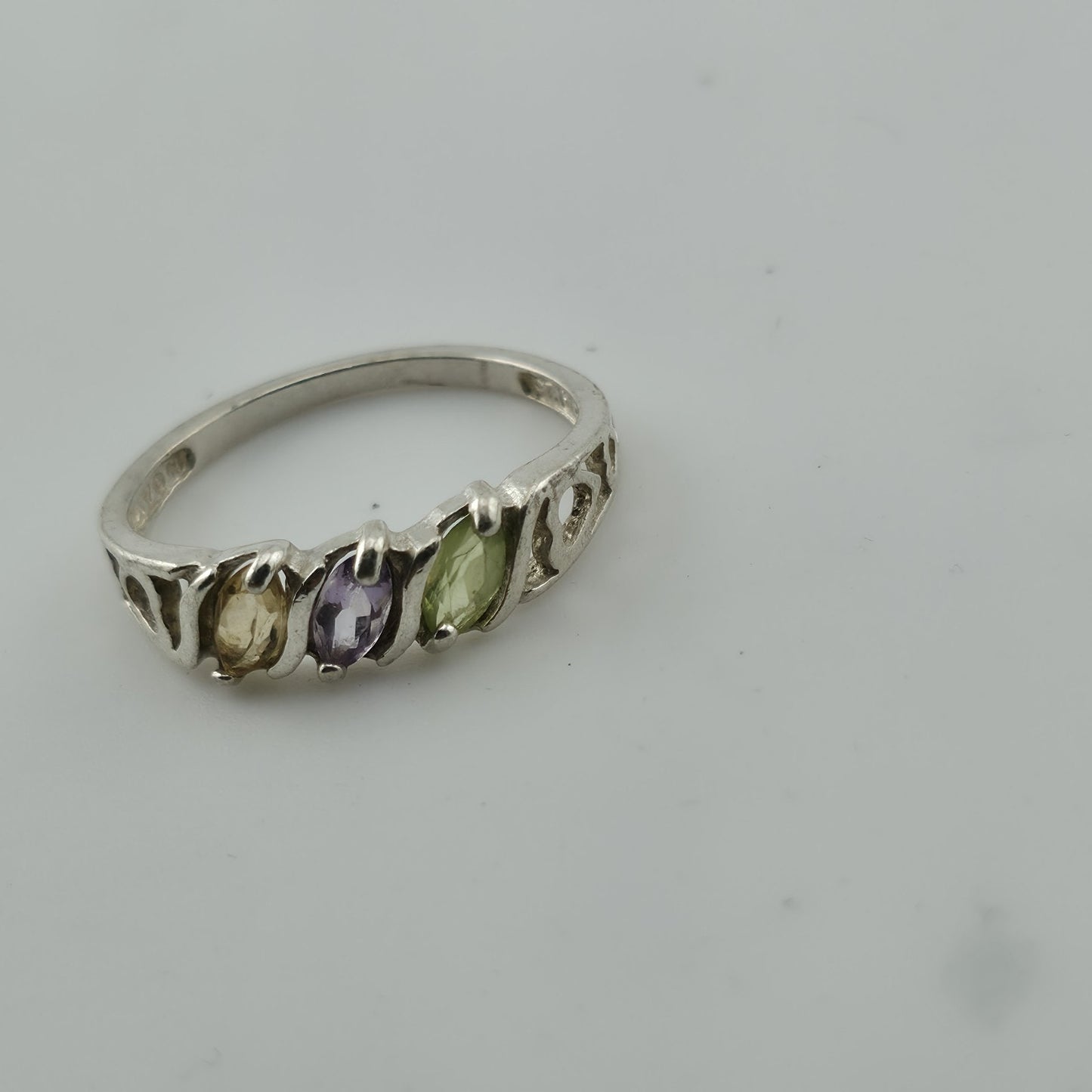 Sterling Silver 925 Avon Birthstone Ring Size 8.75 Vintage Colorful Dainty Stack