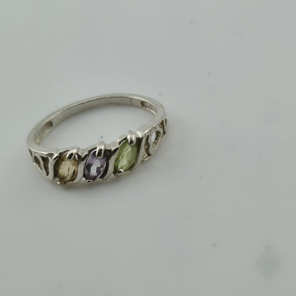 Sterling Silver 925 Avon Birthstone Ring Size 8.75 Vintage Colorful Dainty Stack