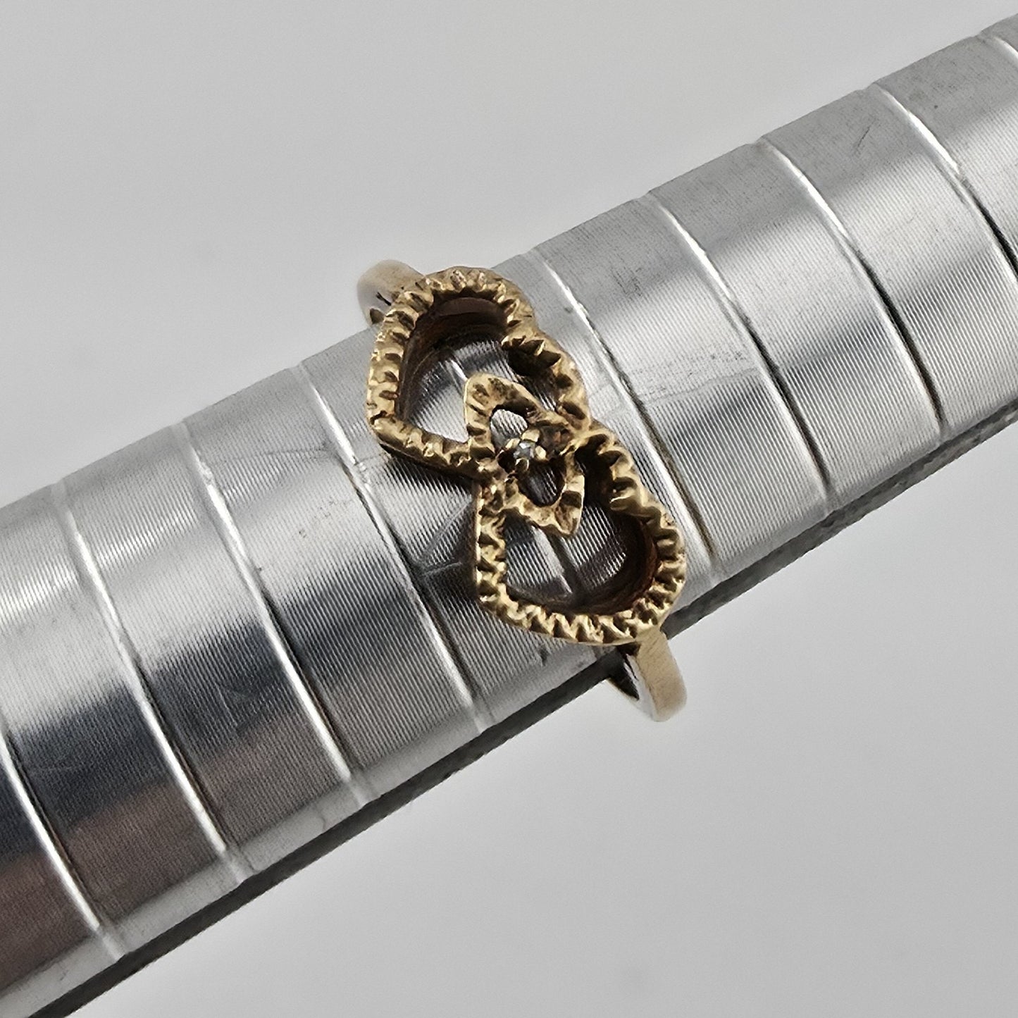 10K Gold Diamond Heart Ring Size 5.75 Vintage Jewelry