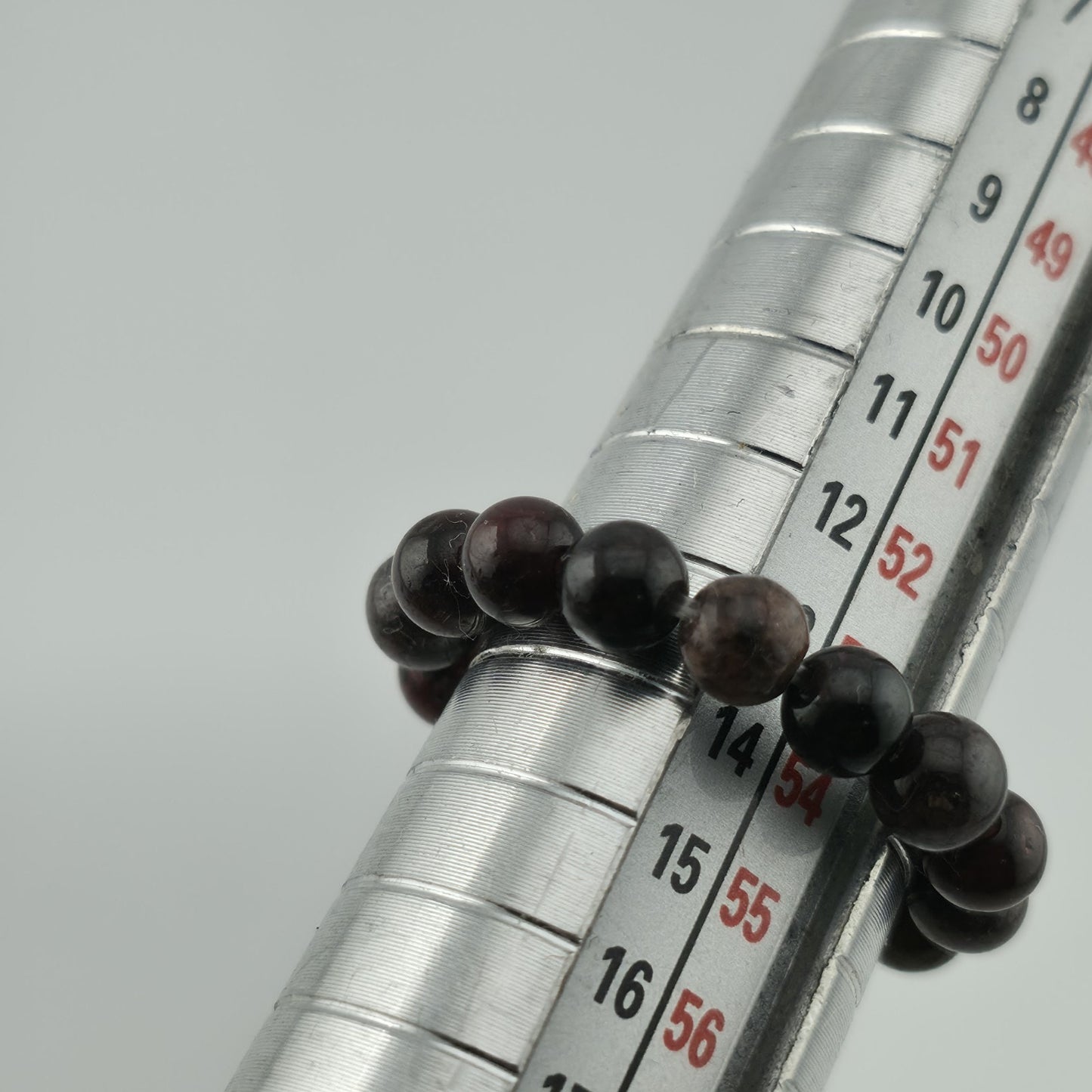 Garnet Beaded Bracelet Natural Stone Stretch Dark Red Black Round Beads 6.5 - 7