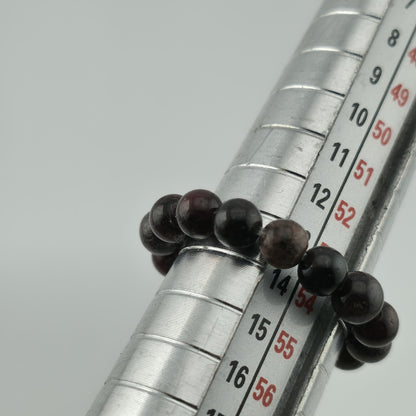 Garnet Beaded Bracelet Natural Stone Stretch Dark Red Black Round Beads 6.5 - 7