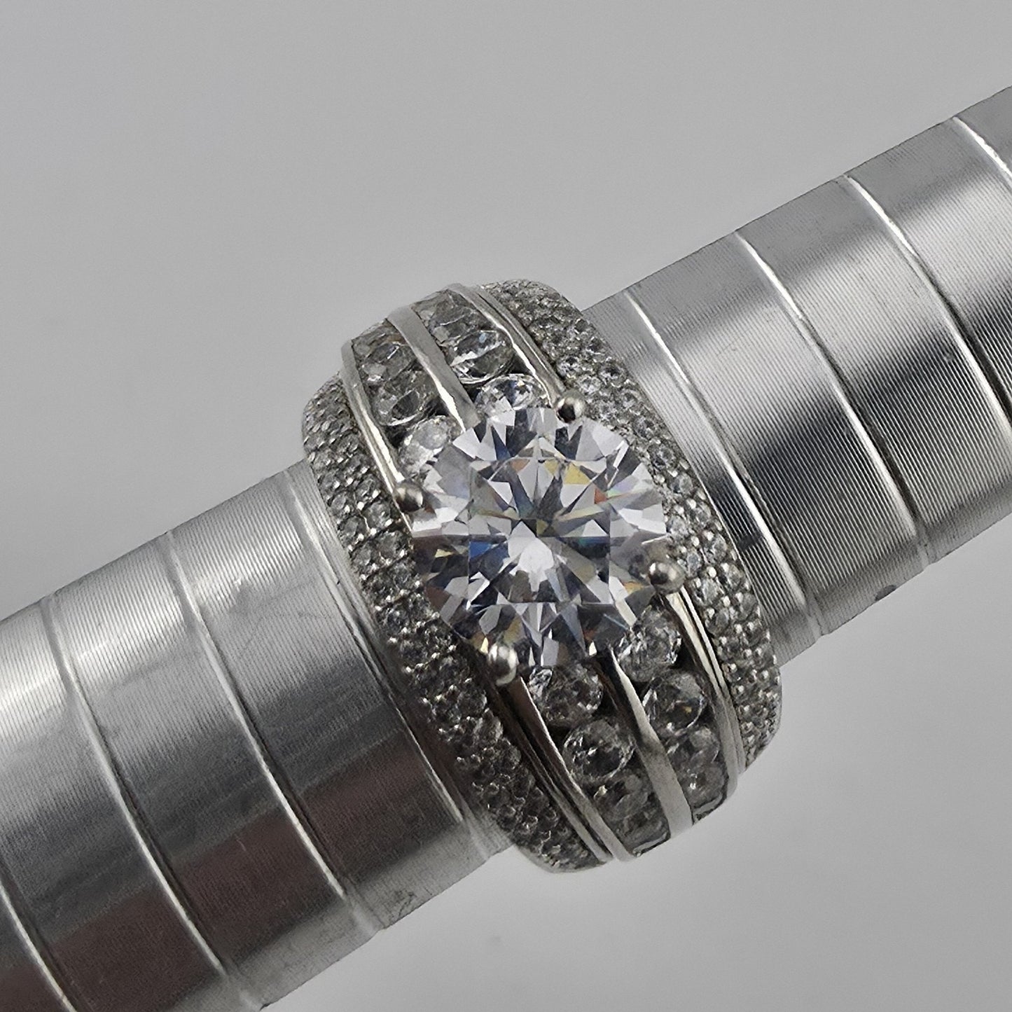 Sterling Silver CZ Bridal Ring Set Size 6.75 Wedding Engagement Set Jewelry