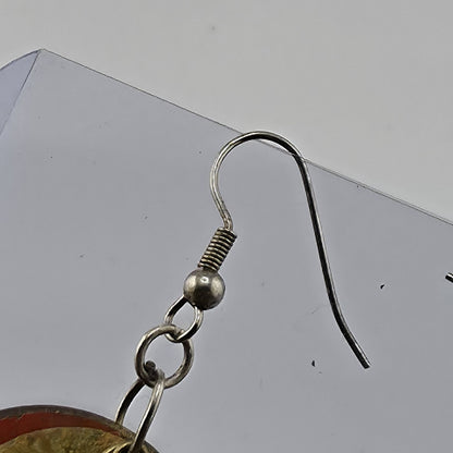 Vintage Handmade Boho Dangle Earrings Star Moon Mixed Media Rustic Art Jewelry