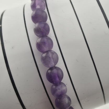 Vintage Amethyst Beaded Stretch Bracelet 4.48mm Purple Gemstone 6.75" Jewelry