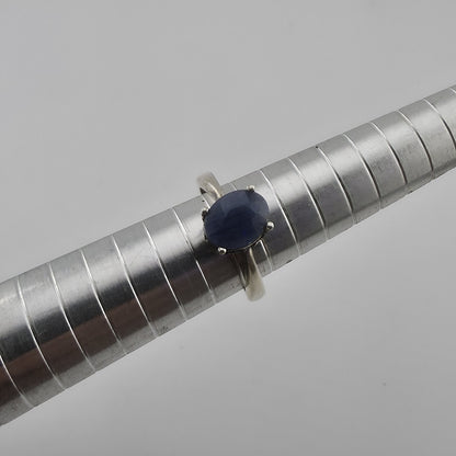 Vintage Sterling Silver Blue Stone Ring Size 6.25 Oval Cabochon Jewelry