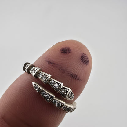 Sterling Silver Adjustable Ring with Pave Accents Missing Stones Size 7 Jewelry