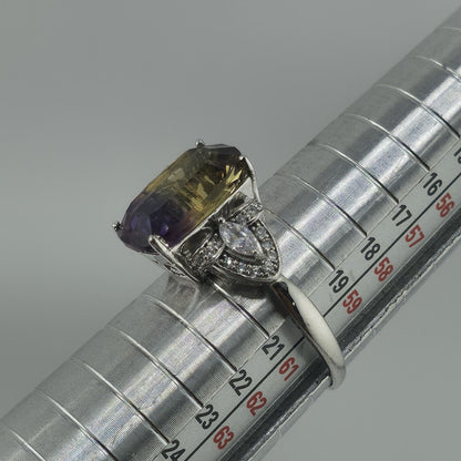 Sterling Silver 925 Ametrine Ring Size 9.25 Cushion Cut Purple Yellow Stone