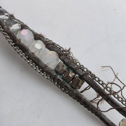 Nakamol Woven Hematite Quartz Bead Necklace / Wrap Bracelet Brown 35”