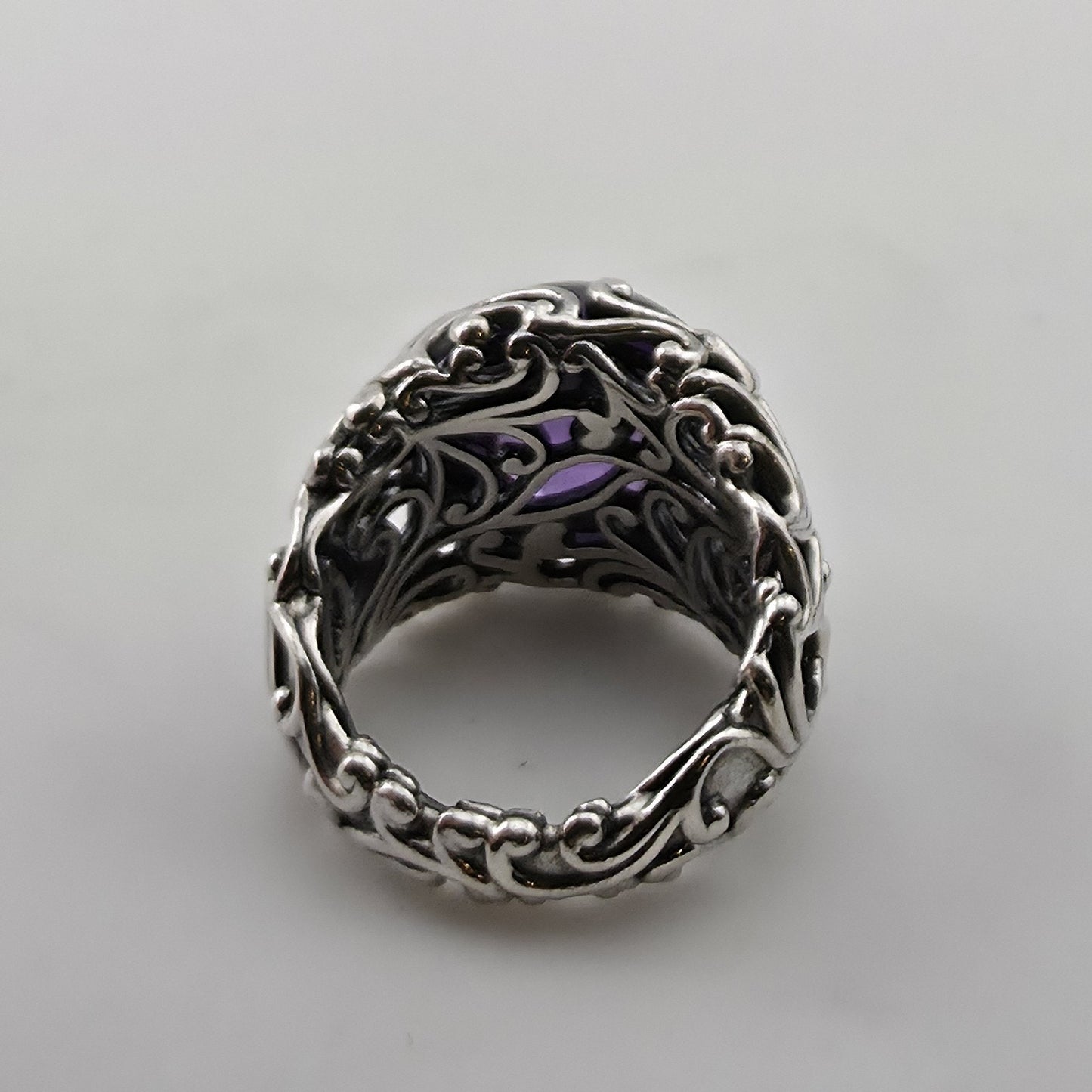 PANDORA Regal Dazzling Beauty Purple CZ Cabochon Sterling Silver Ring Sz 6
