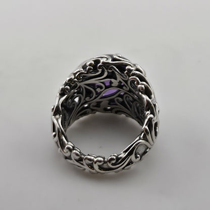 PANDORA Regal Dazzling Beauty Purple CZ Cabochon Sterling Silver Ring Sz 6