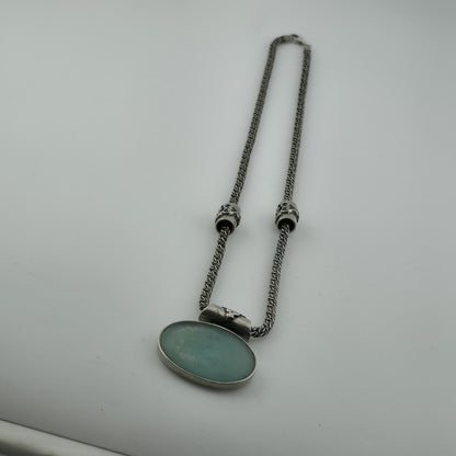 Sterling Silver Necklace 16" Ancient Roman Byzantine Empire Glass Pendant 44.7g