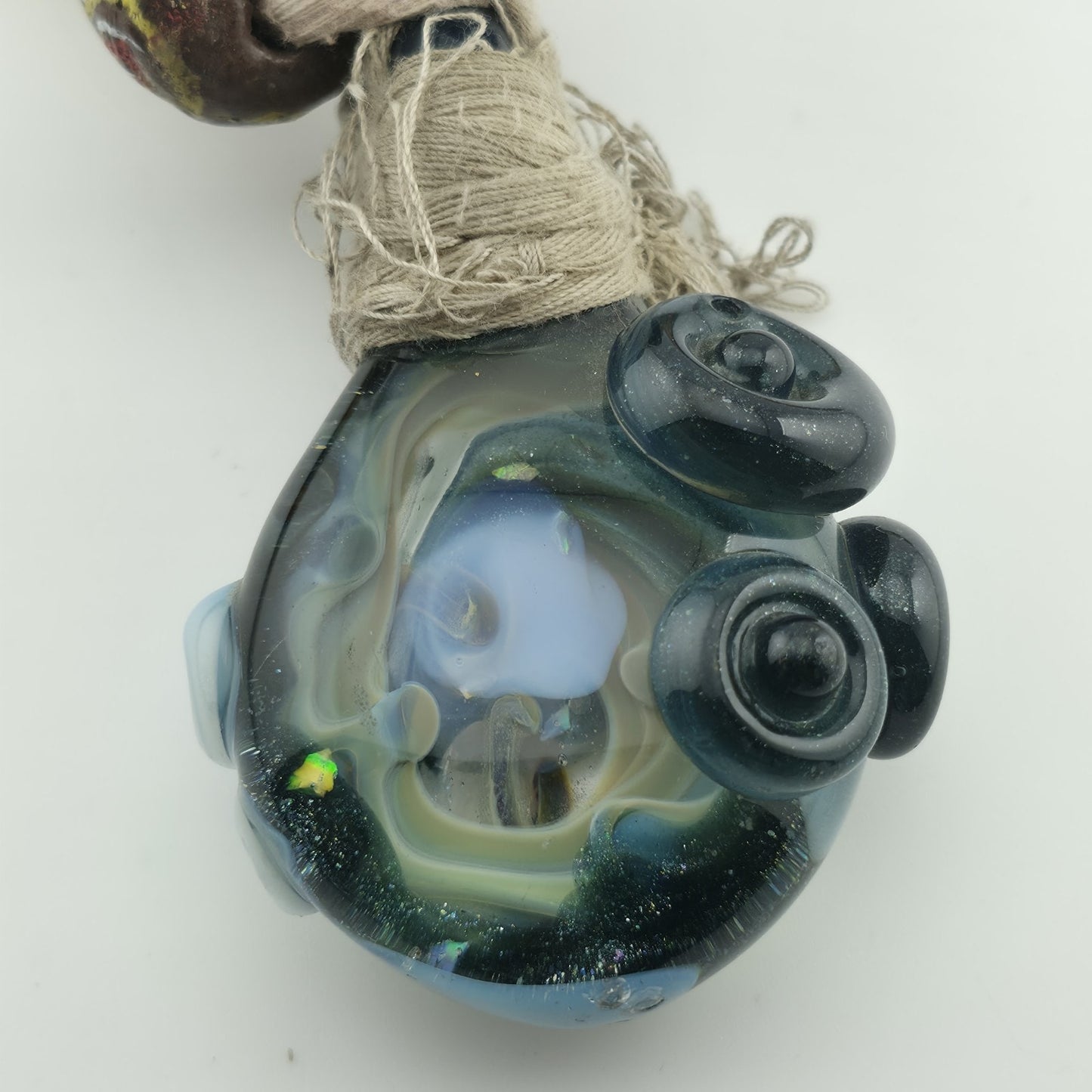 Handmade African Trade Bead & Lampwork Glass Pendant Necklace – 17" Drop Boho