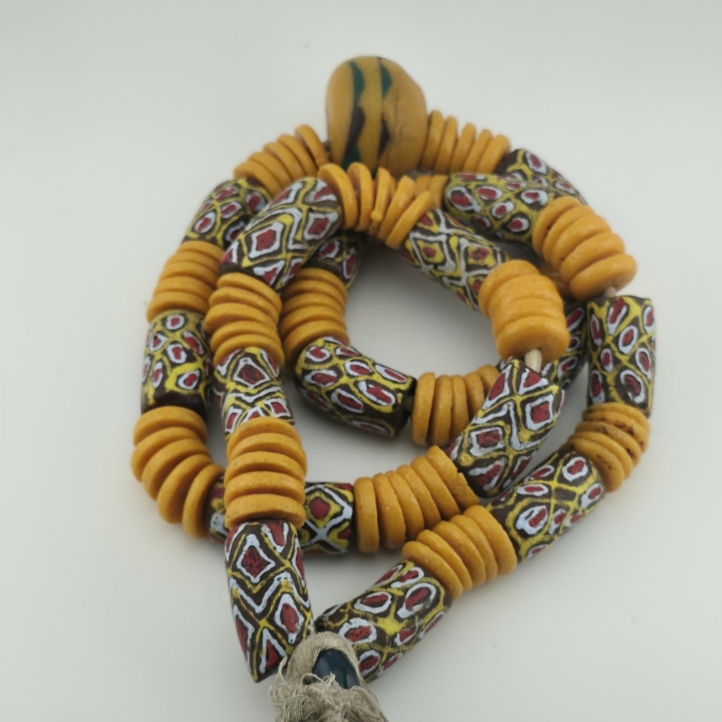 Handmade African Trade Bead & Lampwork Glass Pendant Necklace – 17" Drop Boho