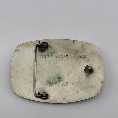 Square Dancers Belt Buckle German Silver Brass Copper Western Vintage