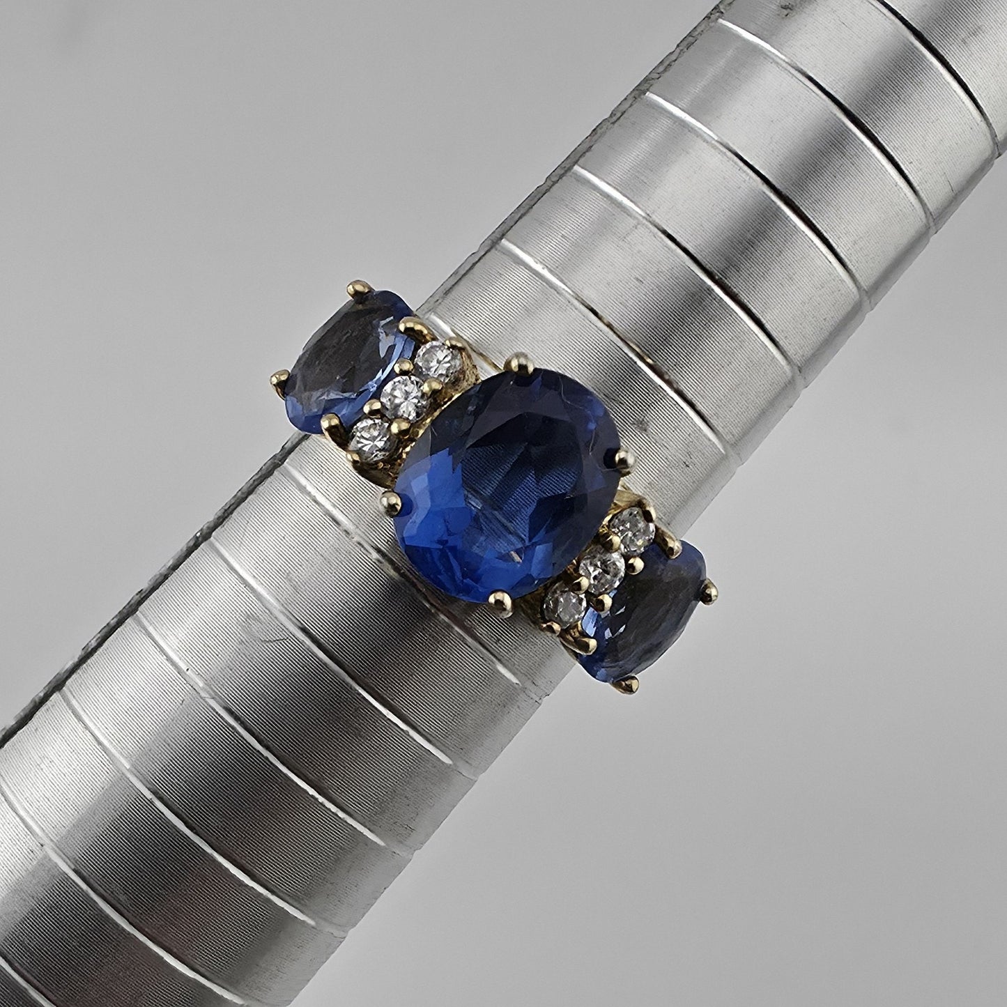Bella LuceBlue And White Cubic Zirconia 18K Yellow Gold Over Sterling Silver 8