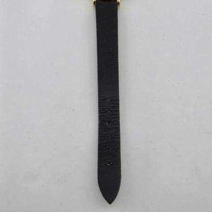 Vintage Timex Quartz Women's Gold Tone Dress Watch Black Strap Runs 6.75 Wrist