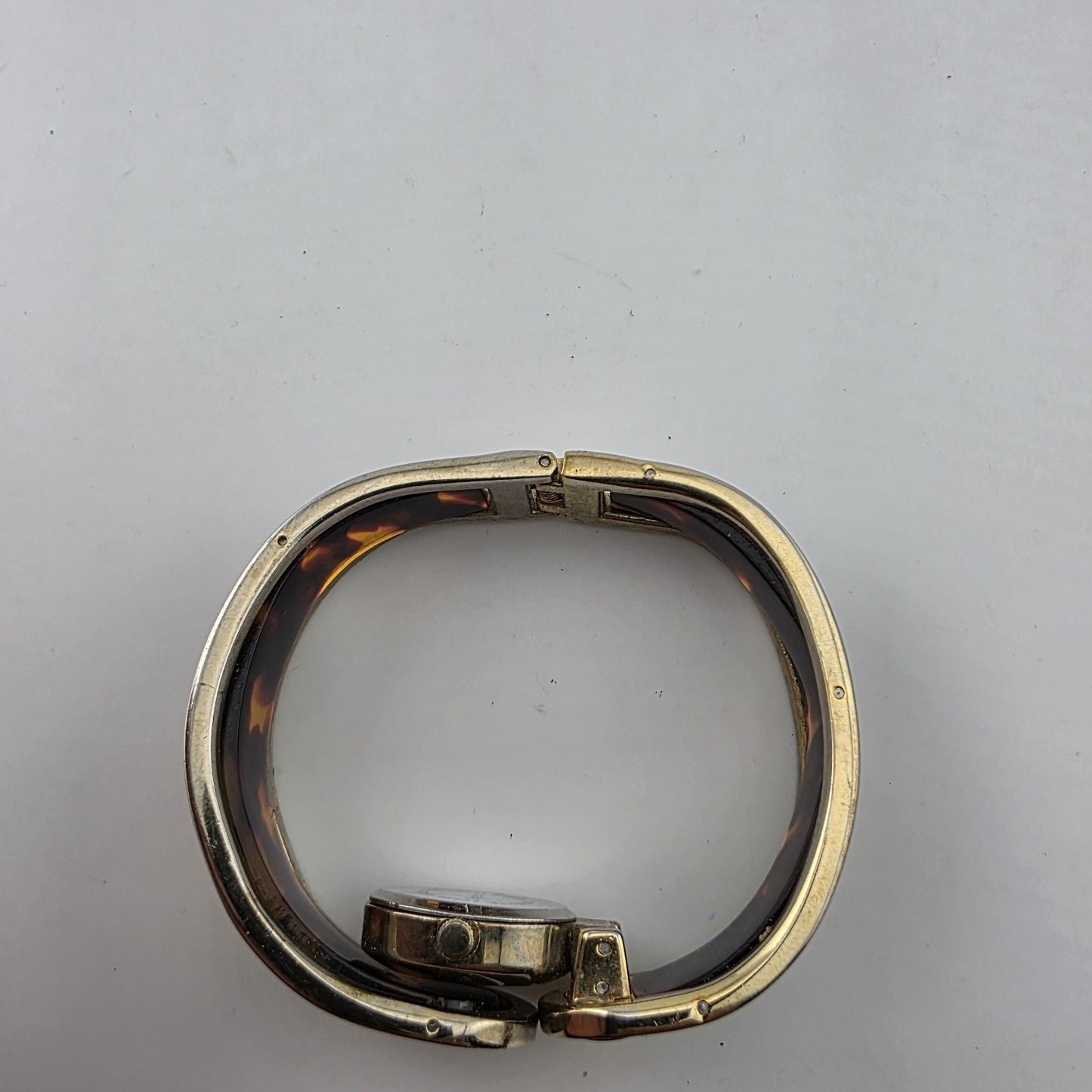 Sophie Tortoise Rhinestone Bangle Cuff Watch Gold Tone New Battery Size 6