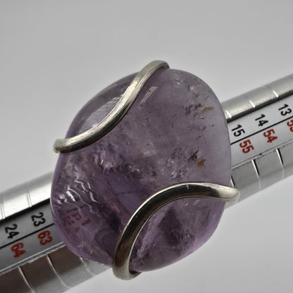 Vintage Bali Amethyst Chunky Ring 950 Silver Modernist Statement Size 9