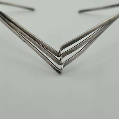 Collar Choker Necklace Stetling Silver  Chevron Signed Mexico Twisted Vintage