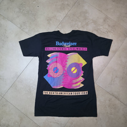Vintage 1989 Rolling Stones Steel Wheels Tour Shirt Mens Medium Black 50/50 USA Brockum