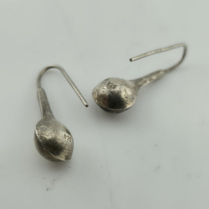 Vintage  925 Sterling SIlver  Teardrop  Pierced Earrings