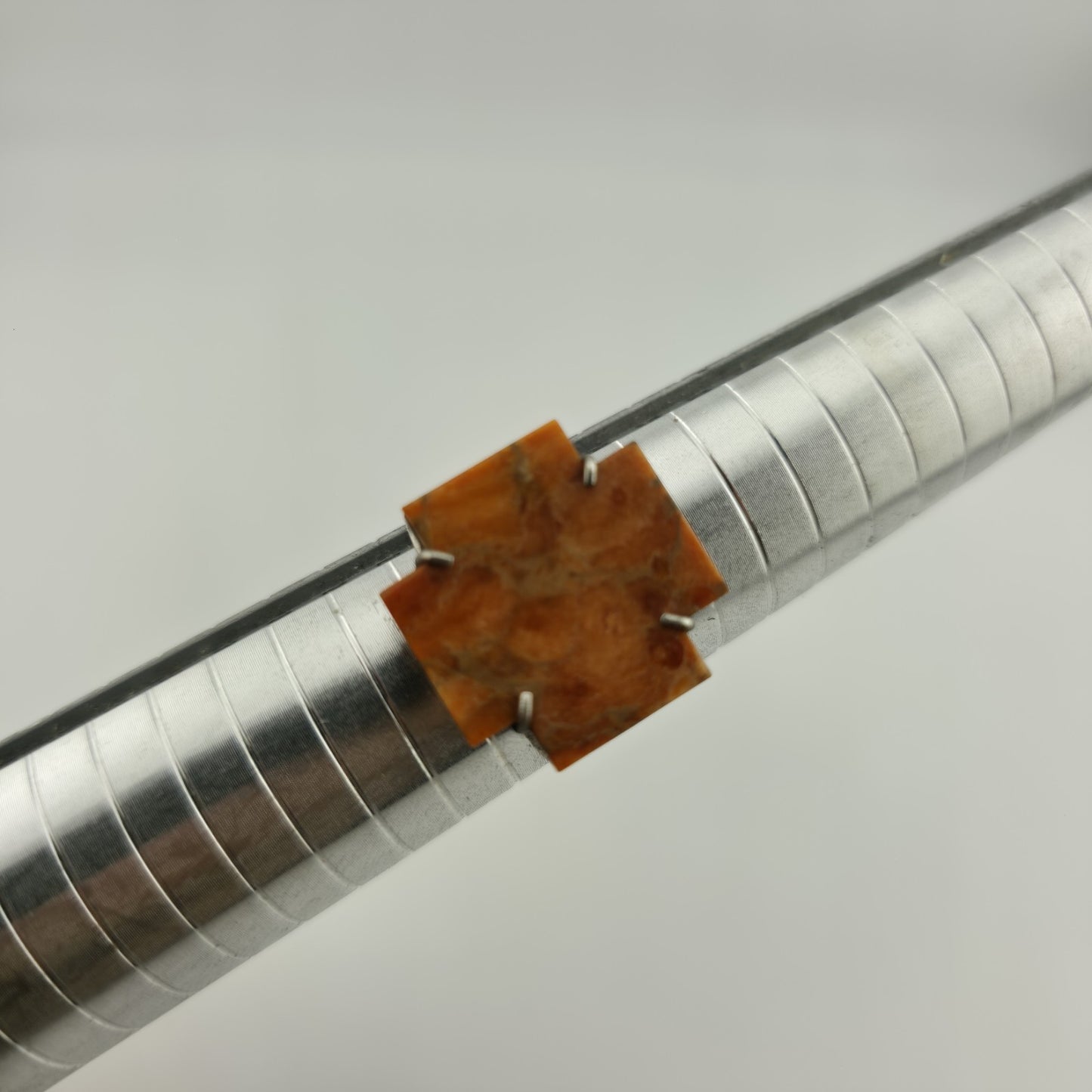 Jay King DTR Desert Rose Trading Coral and Silver Cross Ring Coral Size 11.5