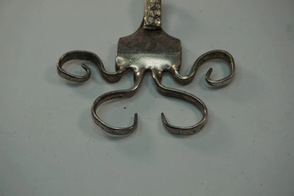 Hand Made Silverware Pendant 925 Sterling Silver Abstract Art 23.5g Vintage Fork