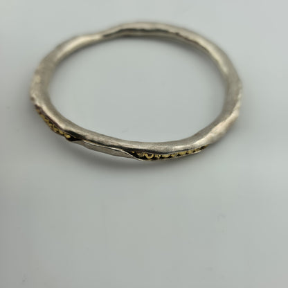 Mashka Antiqued Sterling Silver pod bangle with gold pyrite Size 2.3" Tested