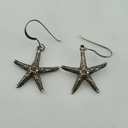 Starfish Earrings 925 Sterling Silver Dangle Drop Nautical Ocean Jewelry