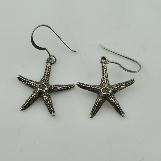 Starfish Earrings 925 Sterling Silver Dangle Drop Nautical Ocean Jewelry