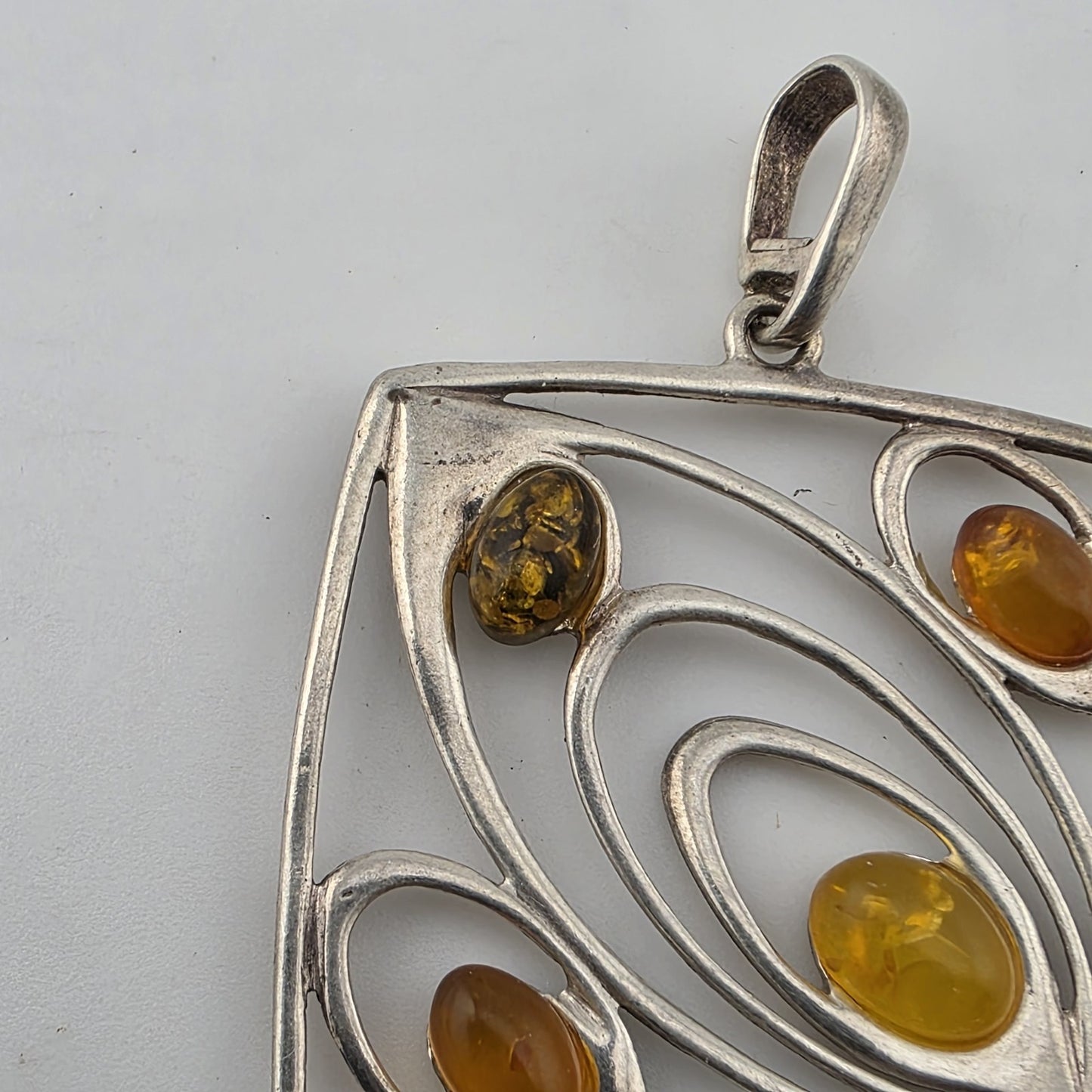 Baltic Amber Stone 925 Sterling Silver Pendants 30mm x 30mm MCM Vibes
