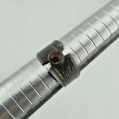 Sterling Silver Ring 925 Tapered Band Size 8 Red Stone Vintage Gothic