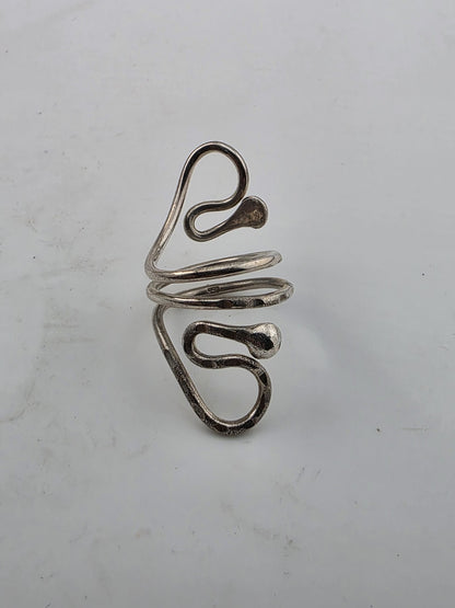 Fine Silver 950 Wire Wrap Ring Artisan Hammered Handmade Jewelry Size 10 Vintage