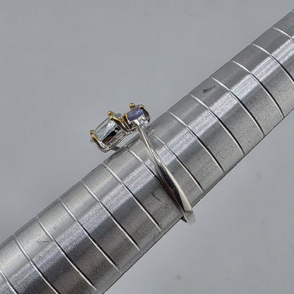 925 Sterling Silver Natural Blue Topaz Ring Size 7 Abstract Artisan Jewelry