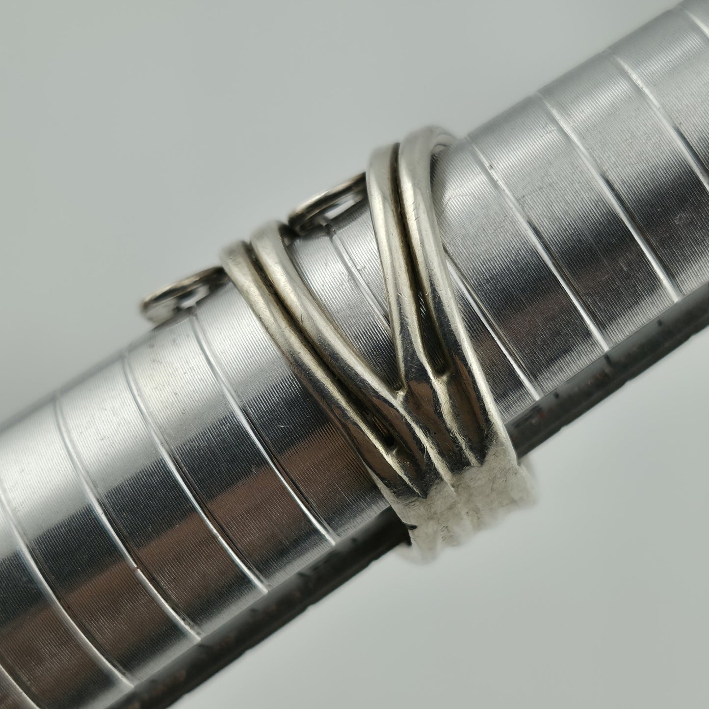 MAZE Ring Sterling Silver Bold MODERN Abstract Loop Wide Art Deco 925 Size 8