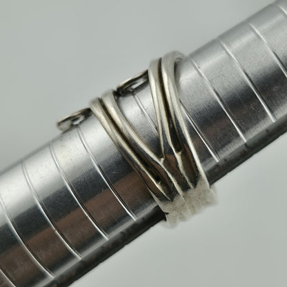 MAZE Ring Sterling Silver Bold MODERN Abstract Loop Wide Art Deco 925 Size 8