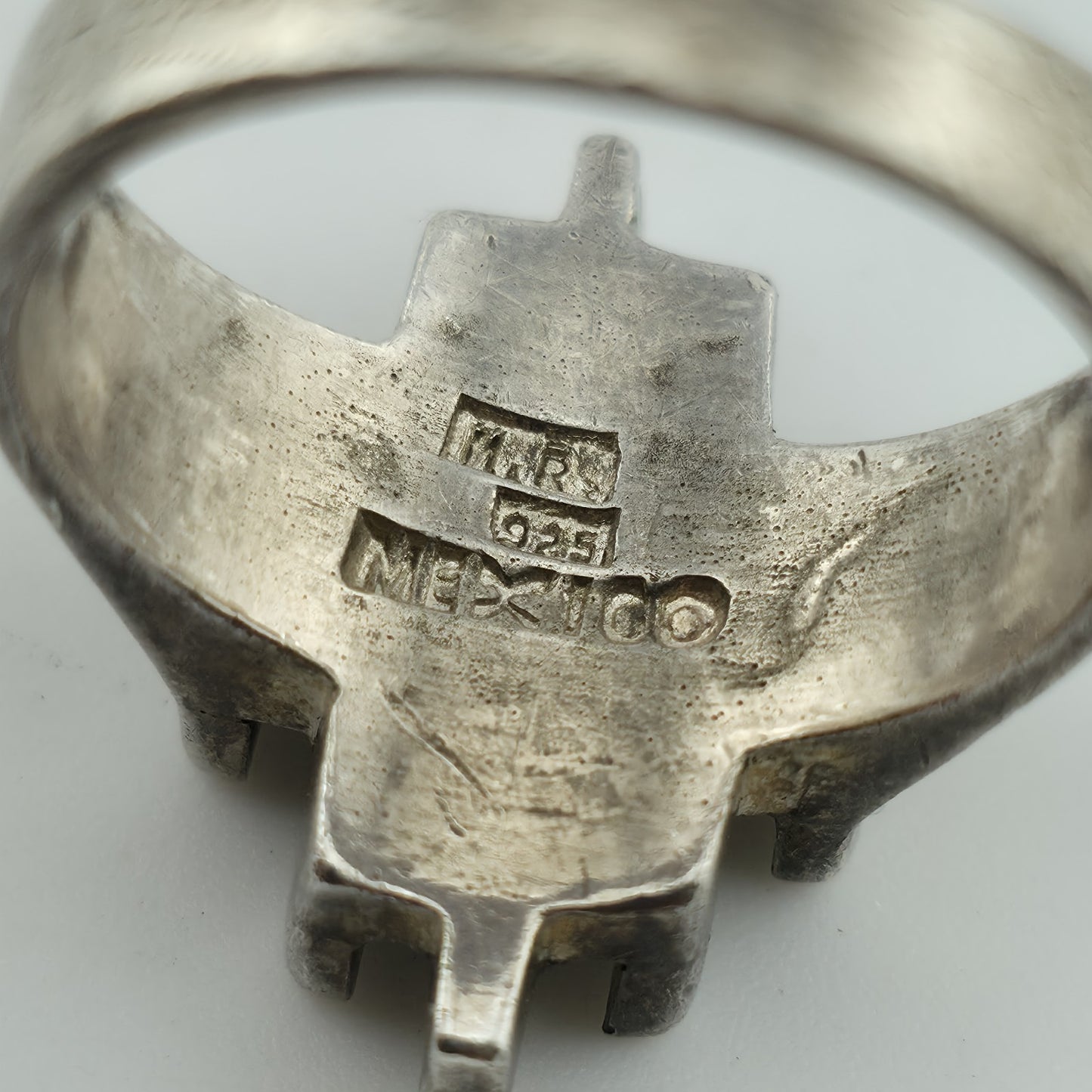 Sterling Silver Ring Mid Century Brutalist Abstract Native M.R Mexico Size 8